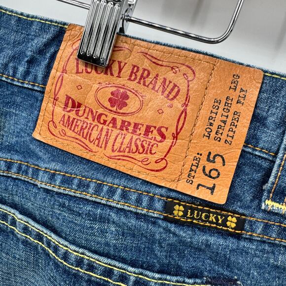 Lucky Brand Jeans Mens 34 (33x32 ACTUAL) 165 Straight Blue Denim Vintage - Picture 4 of 9